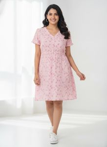 Pink Printed Casual Dress