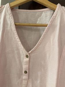 Light Pink V-Neck Kurta