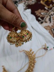 Gold Plated Necklace Set with Earrings