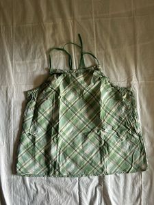 Green Plaid Spaghetti Strap Top