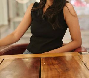 Sleeveless Black Polo Top