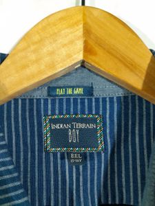 Navy Blue Striped Shirt For Boy's