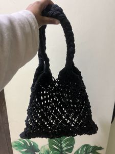 Stylish Black Knit Tote Bag
