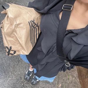 Stylish Black Ruffle Blouse