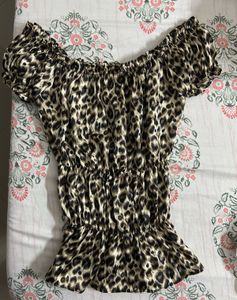 Leopard Print Off-Shoulder Top