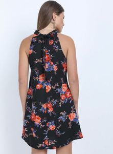 Floral Black Fit &amp; Flare Mini Dress