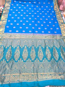 vintage Kanjivaram Blue & Gold Saree