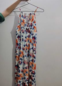 New Look White Floral Tie Neck Closure Jumpsuit