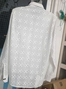 White Lace Button-Up Shirt 42 size