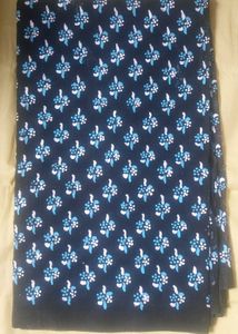 Blue Floral Print Cotton Saree