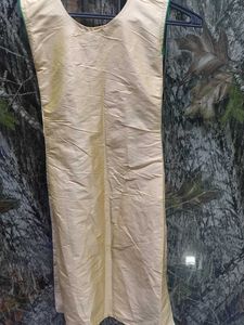 Elegant Beige Kurta with Green Trim