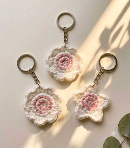 Handmade Crochet Flower Keychain