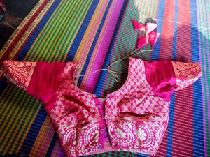 Red & Gold Readymade Saree Blouse