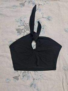 Black Halter Neck Crop Top