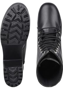 Chunky Platform black Lace-Up Boots