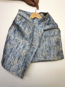 Blue Brocade Wrap Skirt