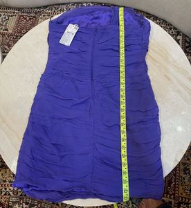 mango Purple One-Shoulder Ruched Mini Dress