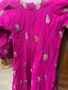 Vibrant Pink Kurta with Gold Embellishments