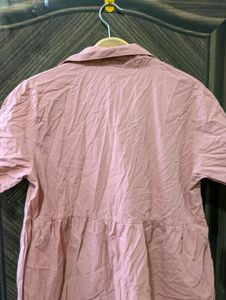 Chic Pink Collared Shirt Dress