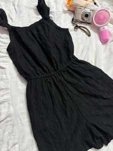 Chic Black Textured Romper