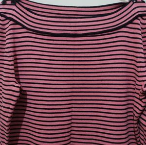 Hillard and Hanson pink black stripes boat neck