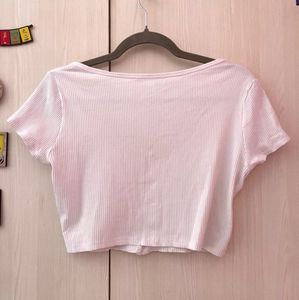 H&amp;M White Ribbed Fitted Crop Top