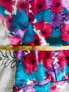 Floral Print Top with Lace Trim Night Suits....