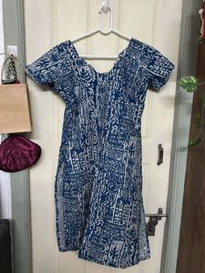 Blue & White Printed Kurta