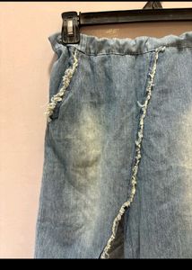Denim Midi Skirt with Slit