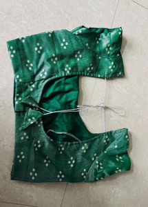 Elegant Green Blouse with White Dots