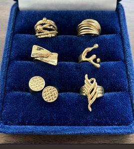Set of 6 Unique Anti tarnish Gold-Tone Rings