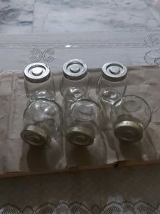 Set of 4 Clear Glass Spice Jars