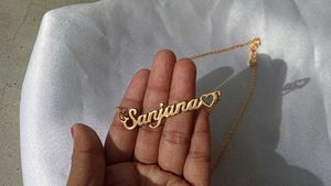 Custom 'Sanjana' name necklace with heart detail