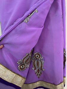Purple Embroidered Saree
