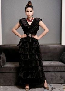 Black Tiered Ruffle Gown