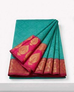 Elegant Teal &amp; Magenta Silk Saree