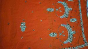 Vibrant Orange Embellished Saree