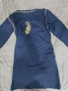 Navy Blue Embroidered Kurti