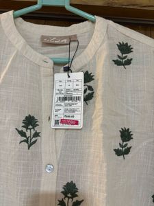 Cream Kurta with Block Print