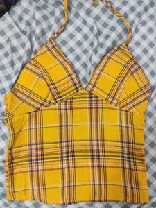 Yellow Plaid Halter Top