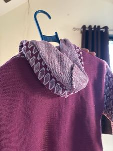 Purple Knit Hooded Cardigan