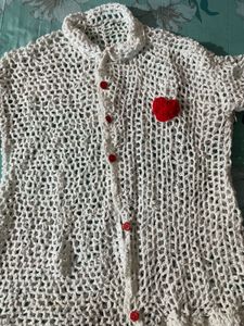 White Crochet Heart Tunic &amp; Dress Set couple dres
