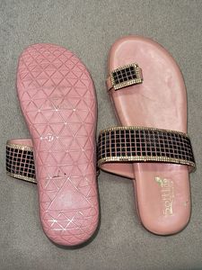 Sparkling Pink Flat Sandals