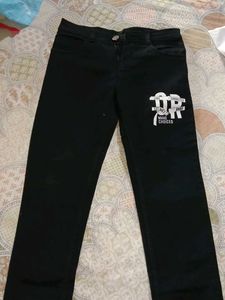 Black Jeans with Graphic Print