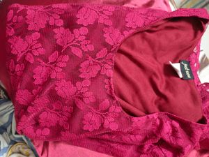Casual Red Lace Top With Bell Sleeves