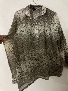 Chic Abstract Print Button-Up Top