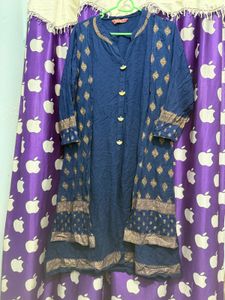 Stylish Navy Blue Kurti with Gold Print