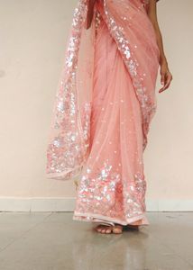 Partywear Saree/ Peach Saree/ Ethenic Saree