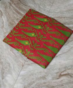 Vibrant Red & Green Ethnic cotton Jamdani