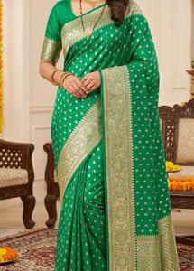 Stunning Green Banarasi Silk Saree